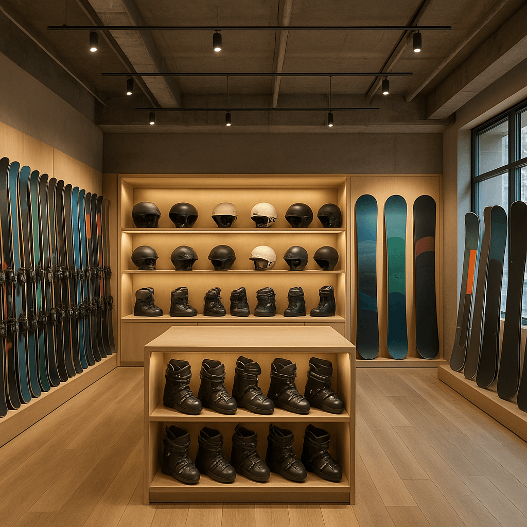 Interno negozio sci e snowboard